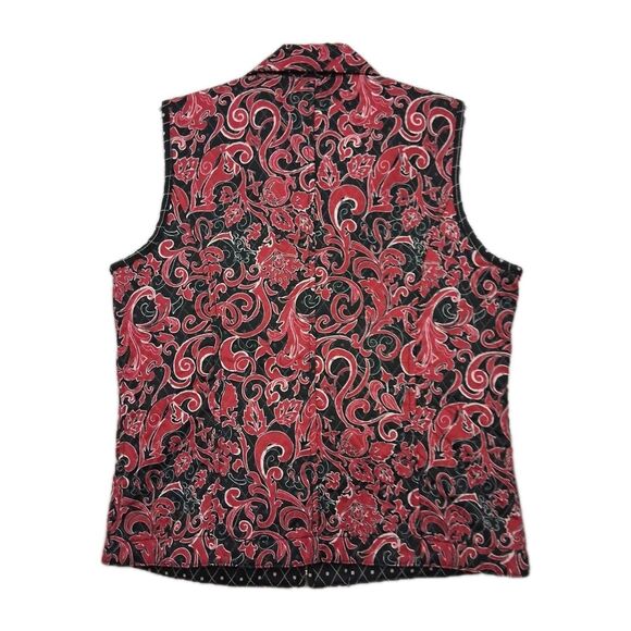 Christopher Banks Womens Vest Reversible Paisley Floral Red Black Quilted Medium - Picture 3 of 9